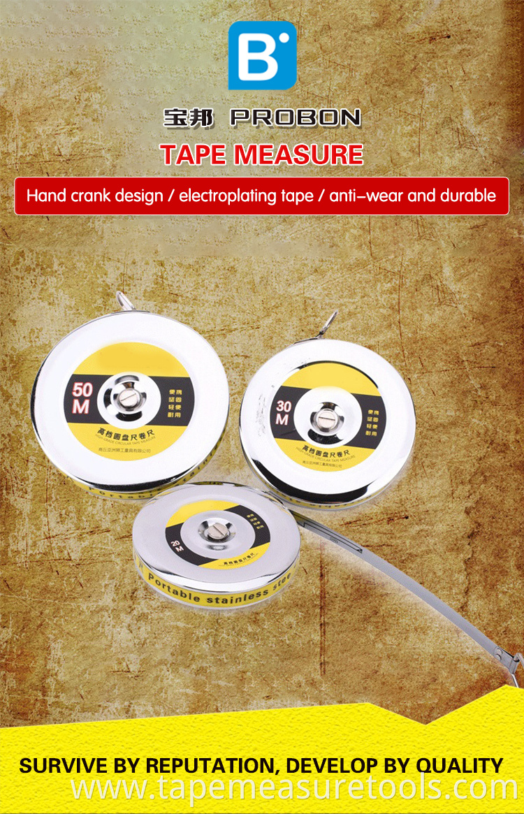 20m 30m 50m Stainless steel disc steel tape measure heavy duty long tape measure